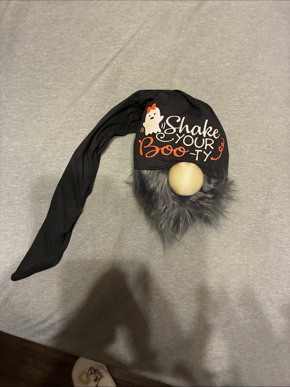 Shake Your Boo-ty Halloween Gnome Hat - Black with Orange & Gray